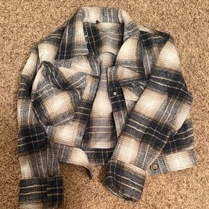 Plaid Women's Jacket in Blue and White